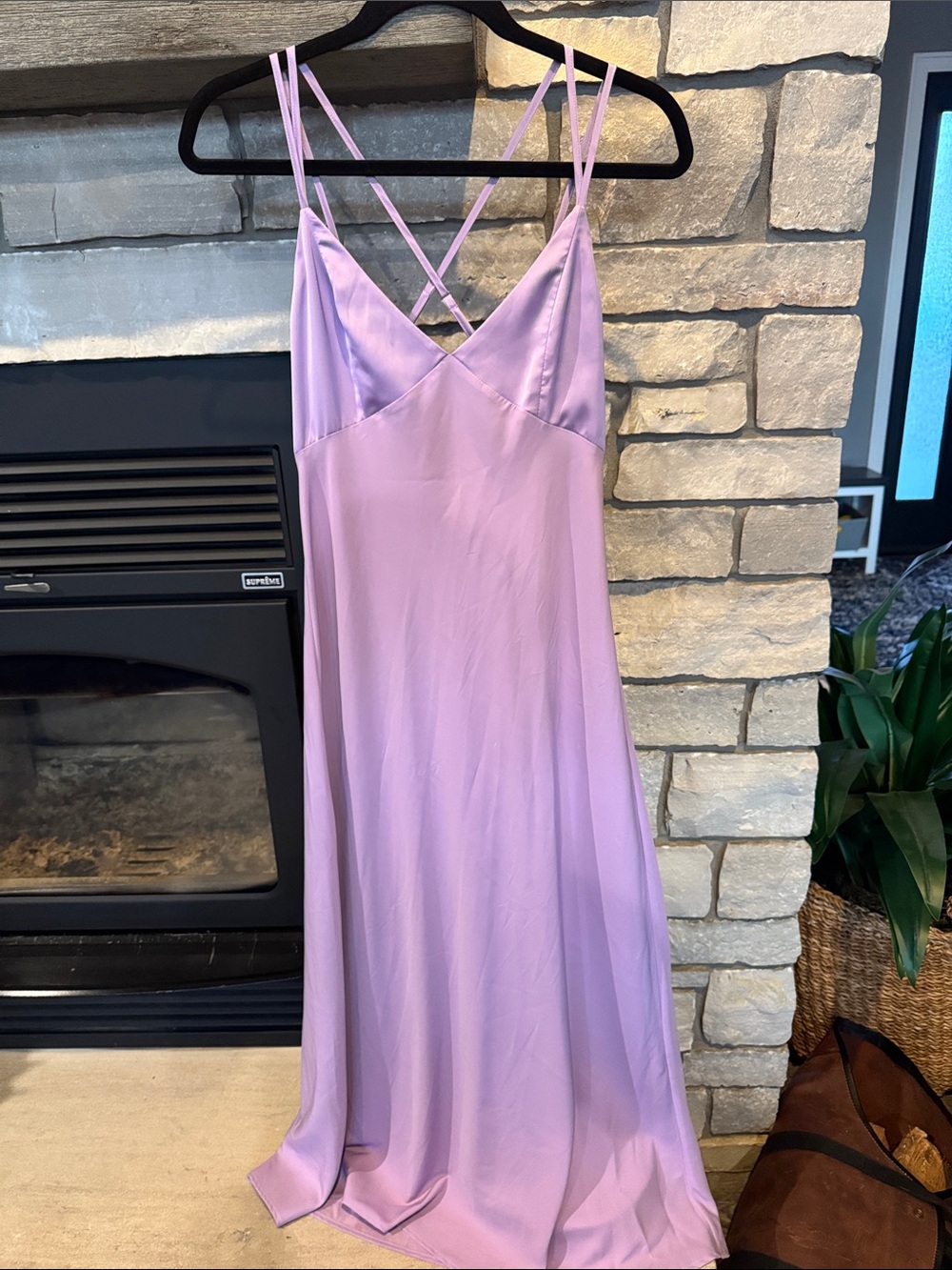 Forever 21 Lavender Maxi Slip Dress with Crisscross Straps